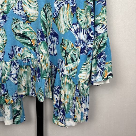 Chico's Seashell Open Front Cardigan Size XL Linen Blend Beach Colorful Coastal - Picture 9 of 11